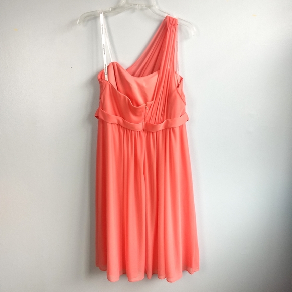 David's Bridal Peachy Pink One Shoulder Dress - Picture 3 of 5